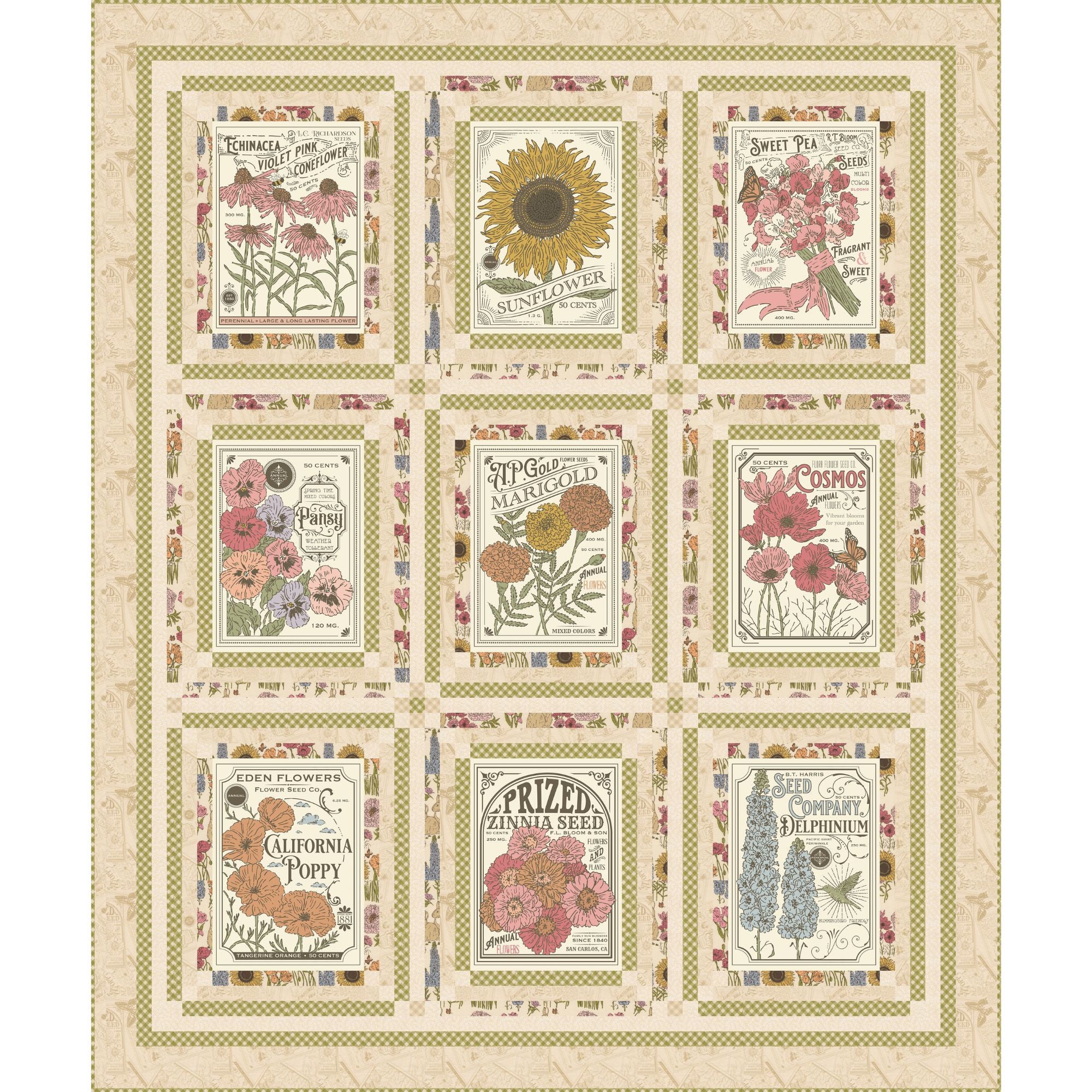 PRESALE Sowing the Seeds of Love Custom Quilt Kit With My Secret Garden by Stacy Iest Hsu for Moda Fabrics | Quilt Size 60" x 72"