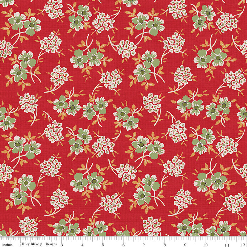 Home Town Holiday Floral Schoolhouse Yardage by Lori Holt for Riley Blake Designs | C14900 SCHOOL