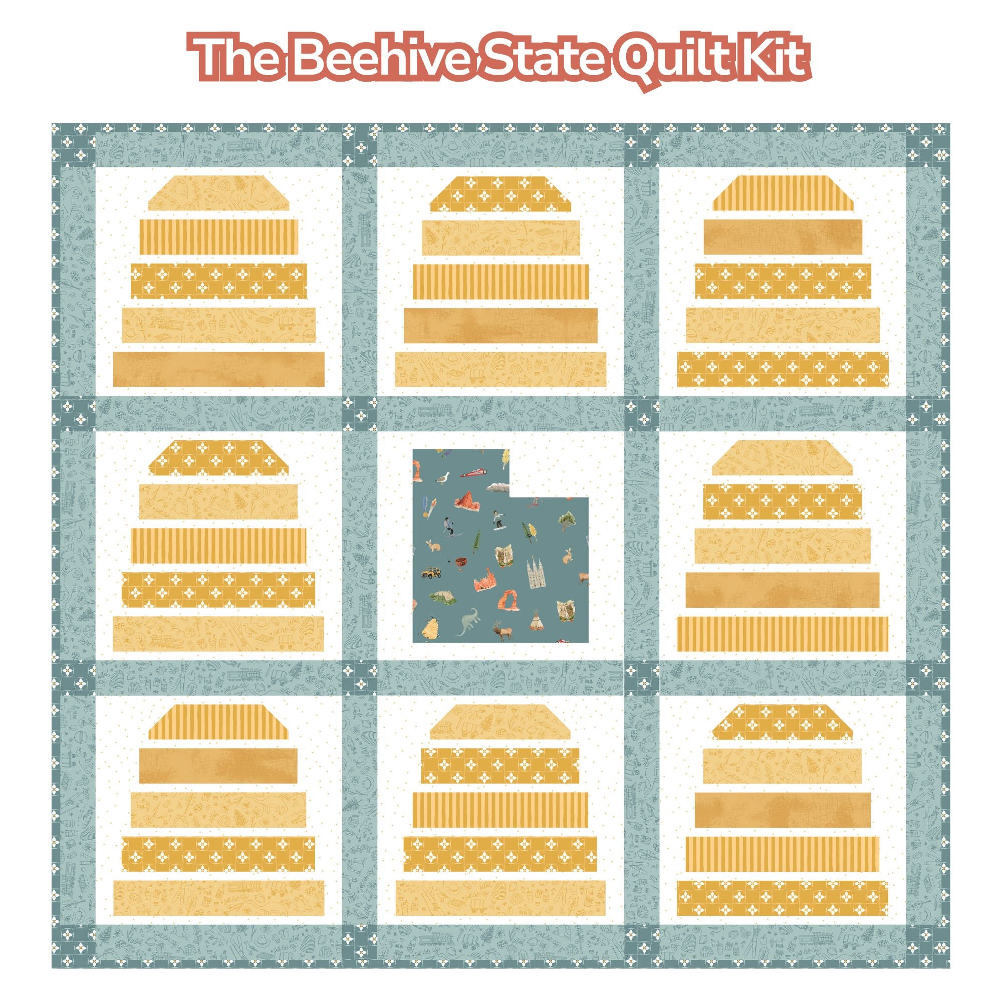 PRESALE The Beehive State Custom Quilt Kit with Utah by Kelsey Carlson for Riley Blake Designs | Quilt Size 47 1/2" x 50 1/2"