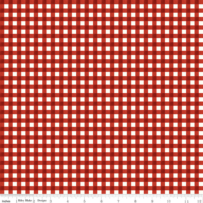 PRESALE Charming Christmas Gingham Red Yardage by Kelsey Carlson for Riley Blake Designs | C16356-RED