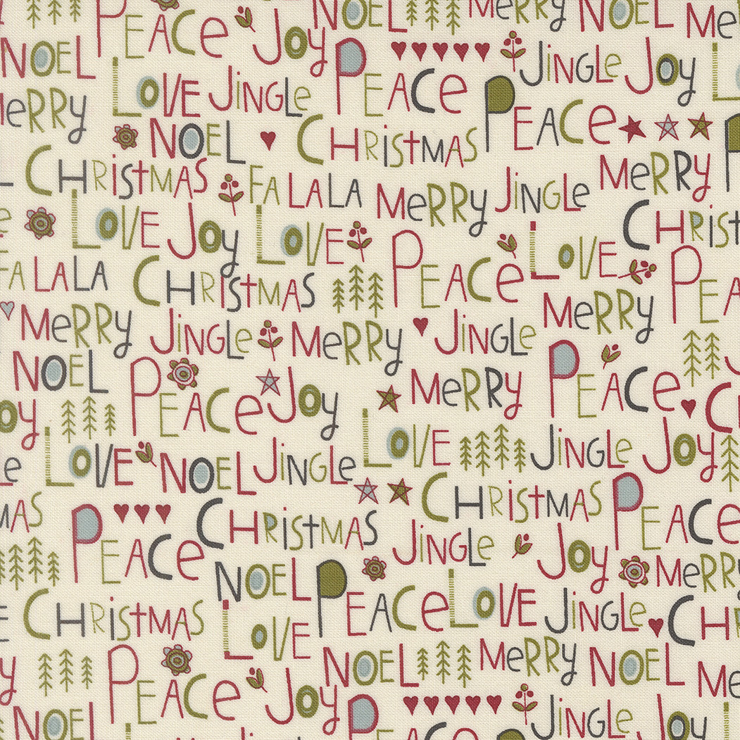PRESALE Chilly Peace Love Joy Vanilla Yardage by Sweetwater for Moda Fabrics | 55710 11