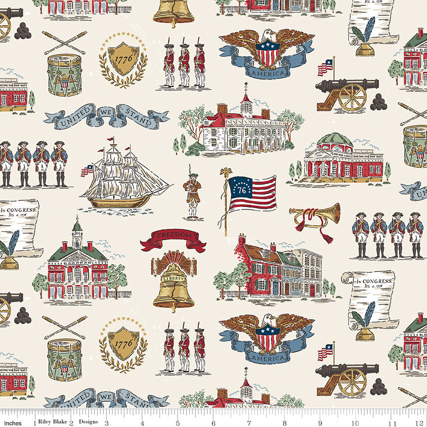 Independence Main Cream Yardage by the RBD Designers for Riley Blake Designs | C17330-CREAM