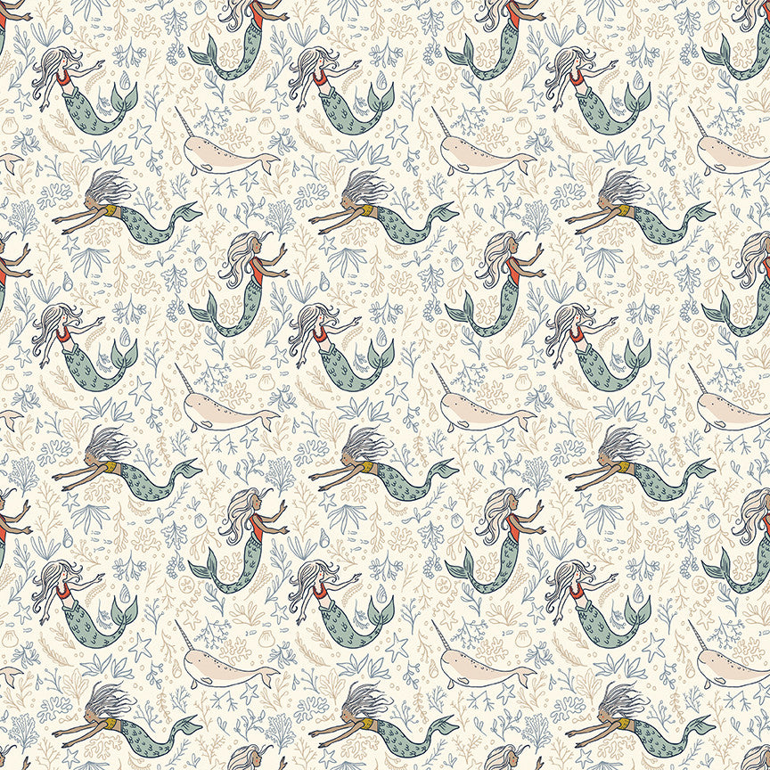 PRESALE Story Land Mermaids Cream Yardage by Sarah Jane for Riley Blake Designs | C18302-CREAM