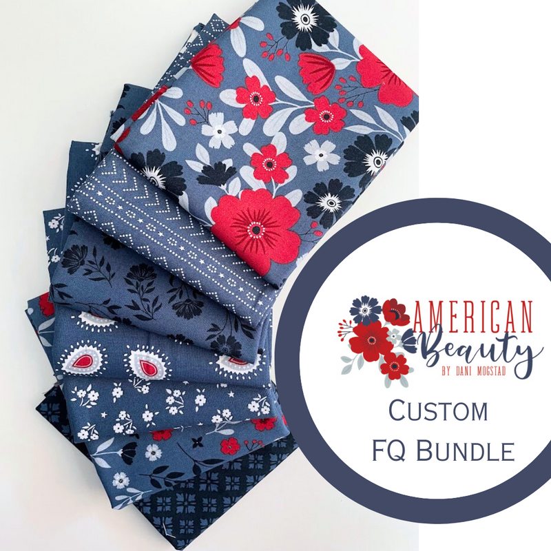 American Beauty Navy Colorway Fat Quarter Bundle by Dani Mogstad for Riley Blake Designs |7 FQs | Custom Bundle