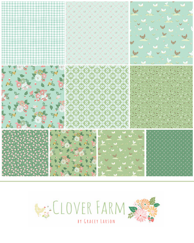 Clover Farm Custom Fat Quarter Bundle by Gracey Larson for Riley Blake | 10 FQs in Green/Aqua Colorway | Curated Bundle