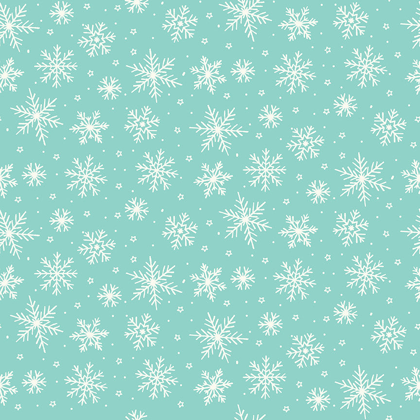 The North Pole Flannel Snowflakes Aqua by My Mind's Eye for Riley Blake Designs | F17752-AQUA