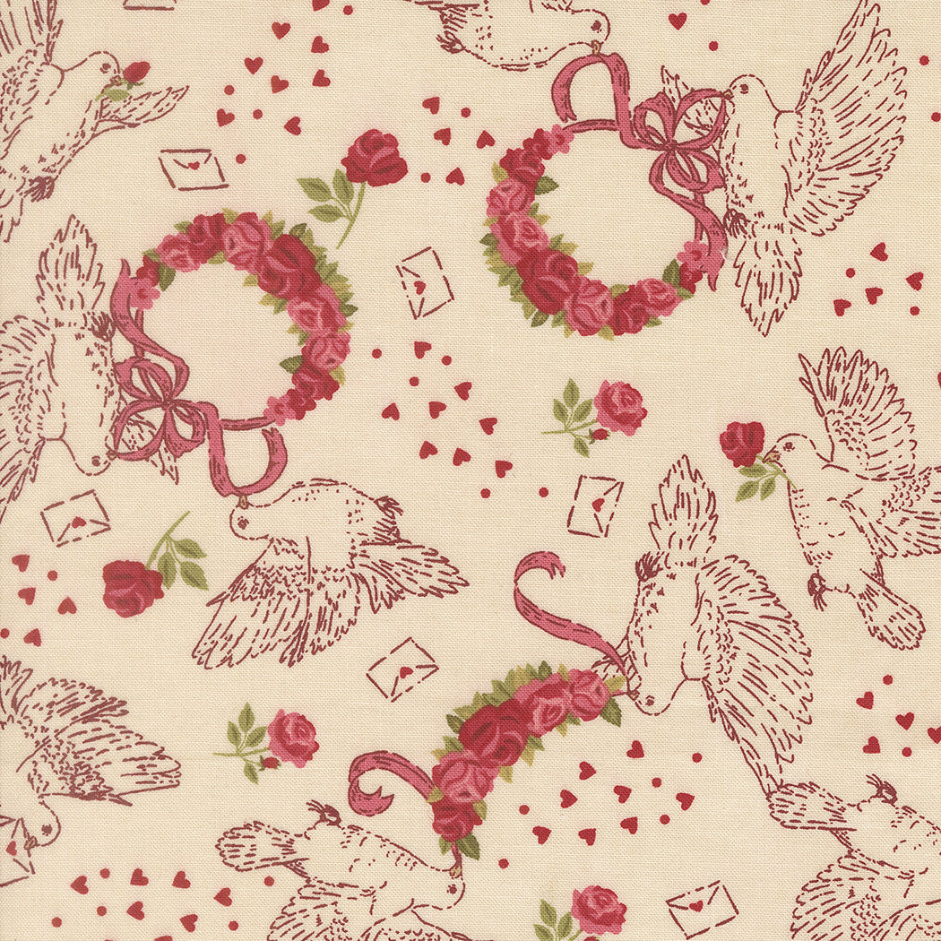 PRESALE Je T'aime Doves True Love Lace Yardage by Stacy Iest Hsu for Moda Fabrics | 20992 11