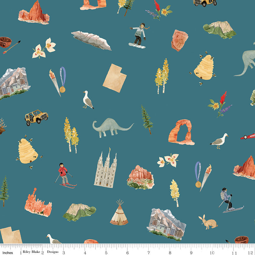 PRESALE Utah Main Teal Yardage by Kelsey Carlson for Riley Blake Designs | CD17020-TEAL