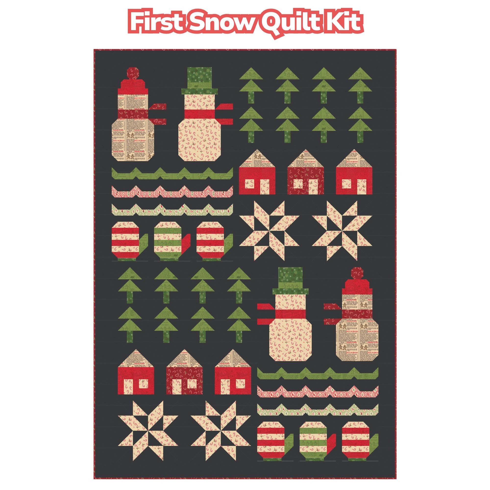PRESALE First Snow Custom Quilt Kit With Holiday Cheer by Stacy Iest Hsu for Moda Fabrics | Quilt Size 50” x 71”