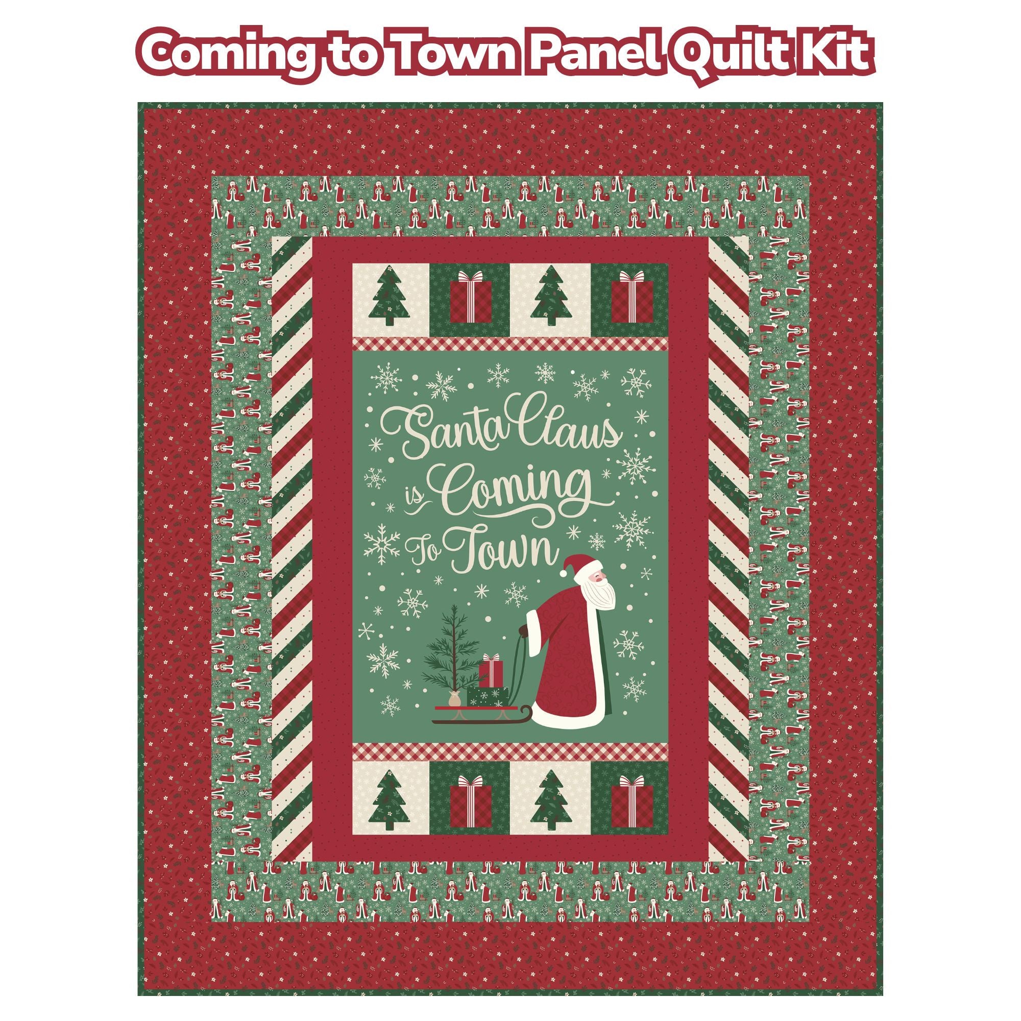 Coming to Town Panel Quilt Kit With Christmas Time by Dani Mogstad for Riley Blake Designs | Quilt Size 55" x 66" (FREE PATTERN)