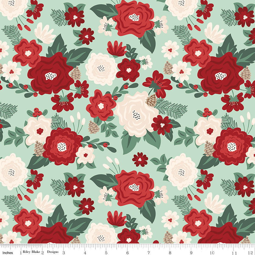 Evergreen Wishes Main Mint Yardage by Traci Reed for Riley Blake Designs | C17810-MINT