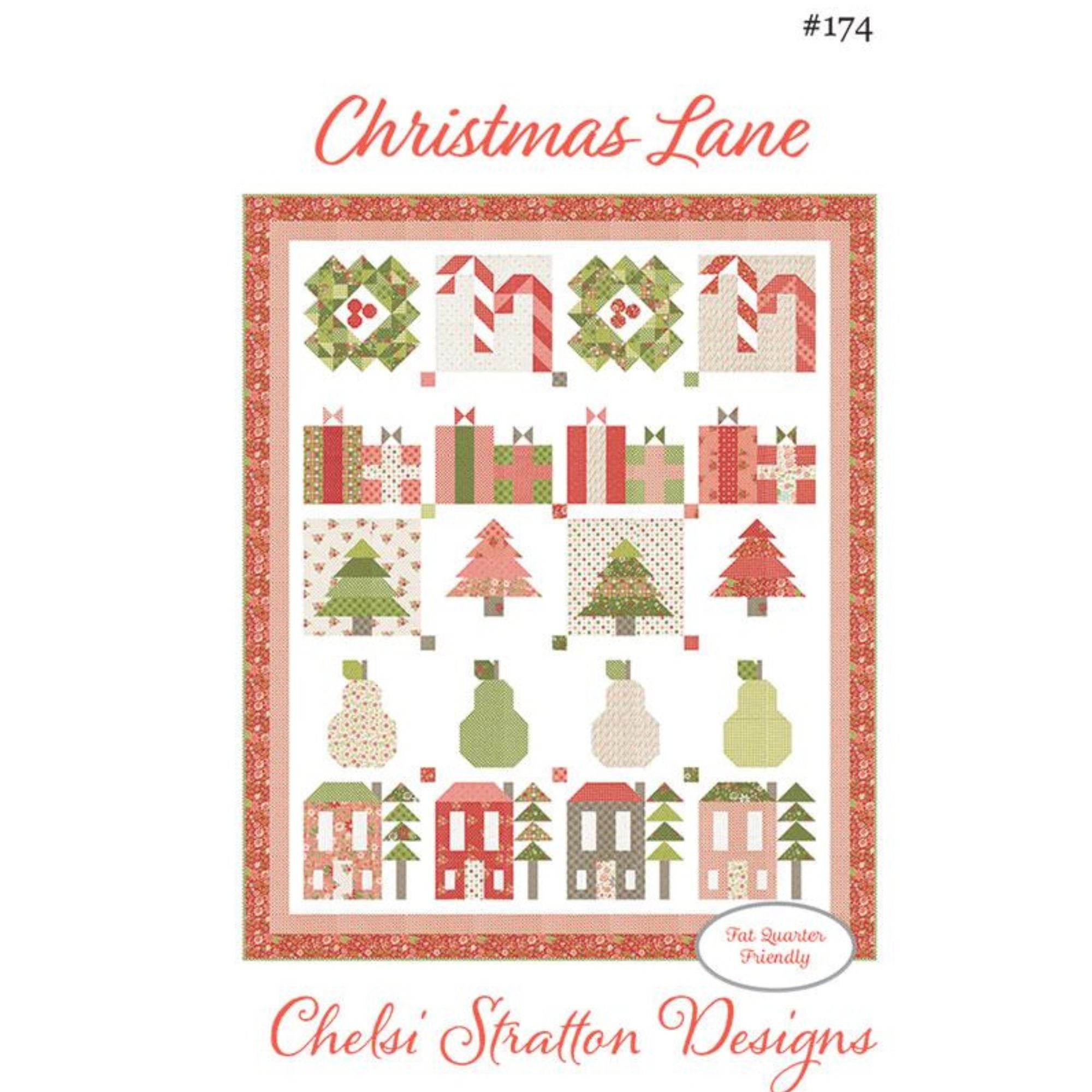 PRESALE Christmas Lane Custom Quilt Kit With Poinsettia and Pear by Sherri & Chelsi for Moda Fabrics | Quilt Size 65 1/2” x 78 1/2”