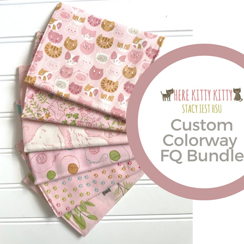 Here Kitty Kitty Blush Colorway Fat Quarter Bundle by Stacy Iest Hsu for Moda Fabrics | 6 FQs | Custom Bundle