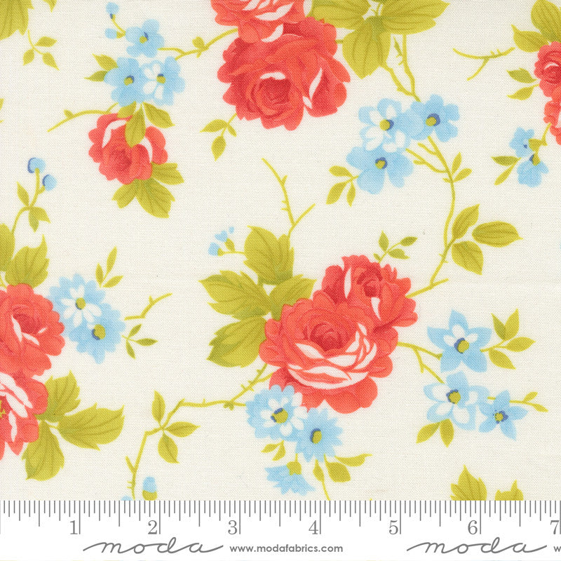PRESALE Rosie Country Rose Whipped Cream Yardage by Fig Tree & Co for Moda Fabrics | 35420 11