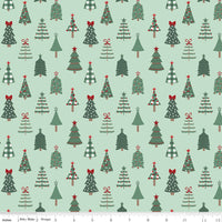 Evergreen Wishes Trees Mint Yardage by Traci Reed for Riley Blake Designs | C17811-MINT