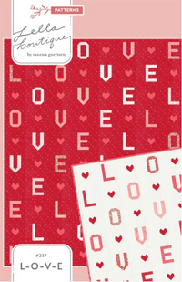 L-O-V-E Custom Quilt Kit with Love Blooms by Lella Boutique | Scarlet Red Background | Size 72 1/2" x 80 1/2"