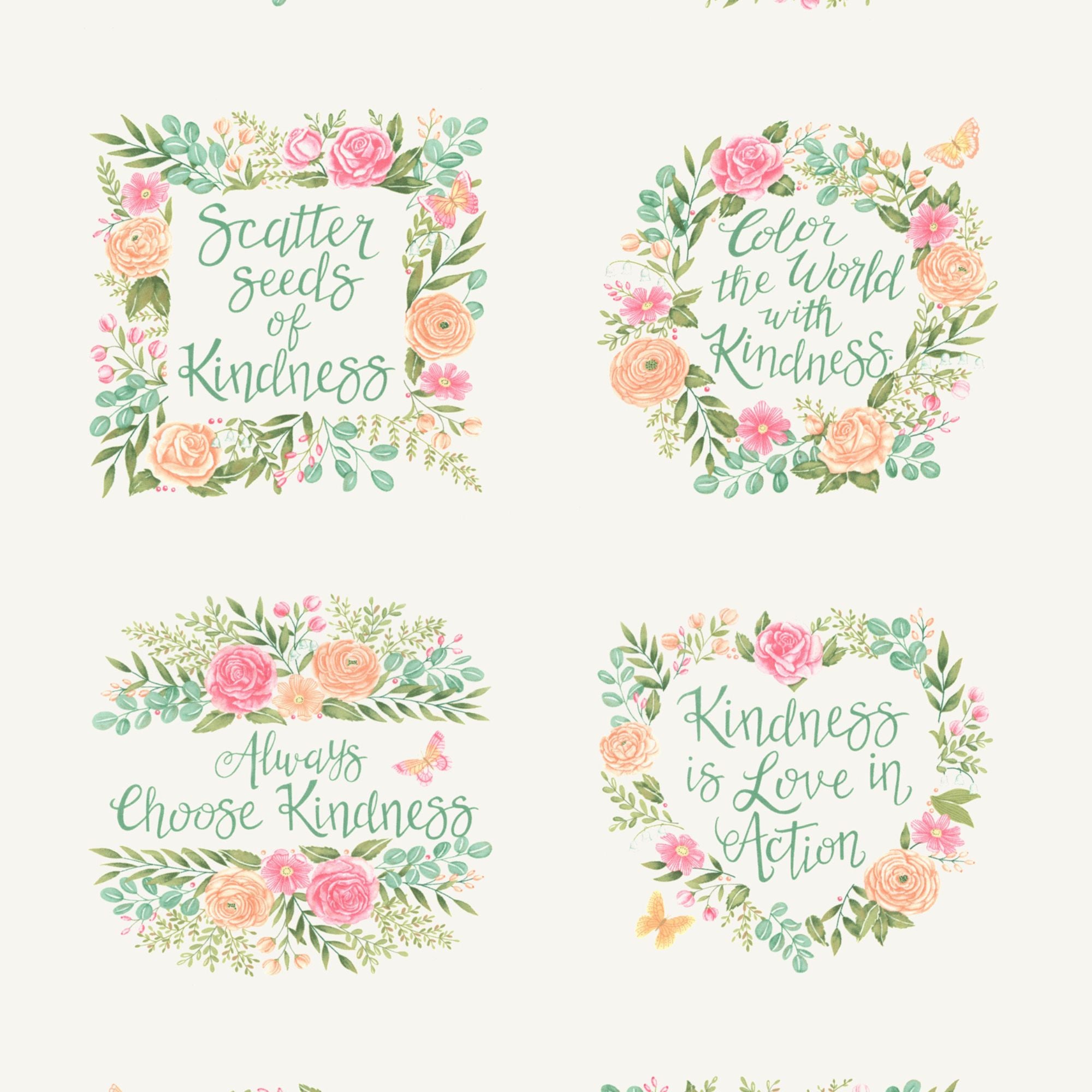 Kindness Dogwood Panel by Deb Strain for Moda Fabrics | Panel Size 24" x 44" | 56157 11