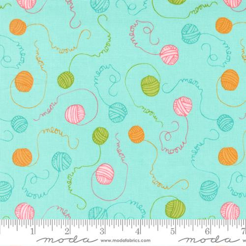 Here Kitty Kitty Aqua Meow Yardage by Stacy Iest Hsu for Moda Fabrics |20834 19