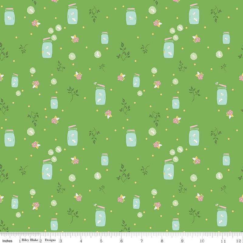 Summer Skies and Fireflies Fireflies Green Yardage by Gracey Larson for Riley Blake Designs | C16373-GREEN