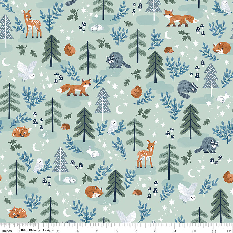 Twilight Creatures Main Mint Yardage by Natàlia Juan Abelló for Riley Blake Designs | C15360-MINT