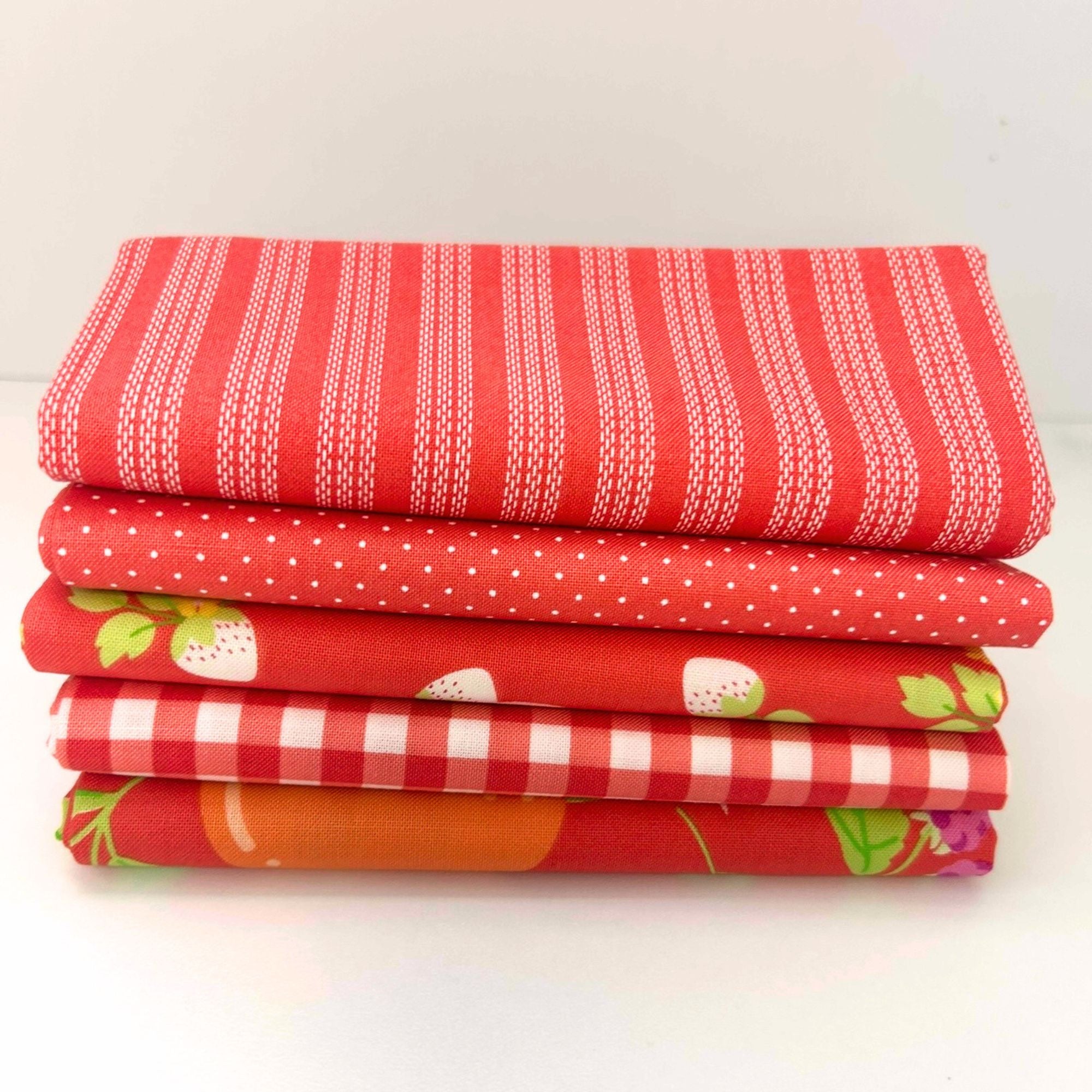 Fruit Salad Custom Fat Quarter Bundle Flamingo Red by Corey Yoder for Moda Fabrics | 5 FQs | Curated Bundle