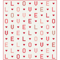 L-O-V-E Custom Quilt Kit with Love Blooms by Lella Boutique | Off White Background | Size 72 1/2" x 80 1/2"