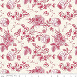 Heirloom Red Line Floral Cream Yardage by My Mind's Eye for Riley Blake Designs | C14341 CREAM