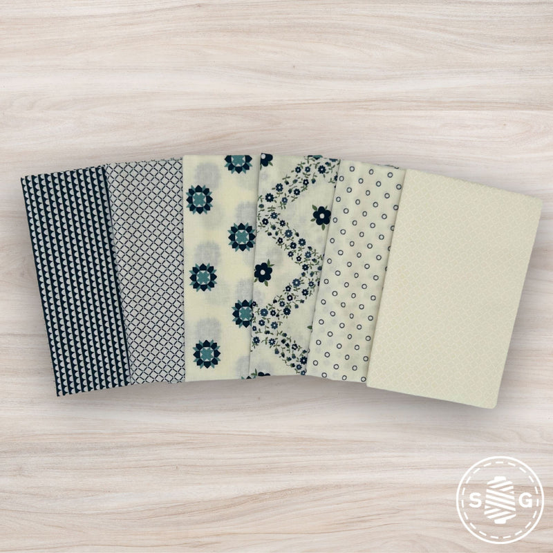 Rosemary Cottage Custom Fat Quarter Navy Cream Bundle by Camille Roskelley  | Curated Bundle 6 FQs