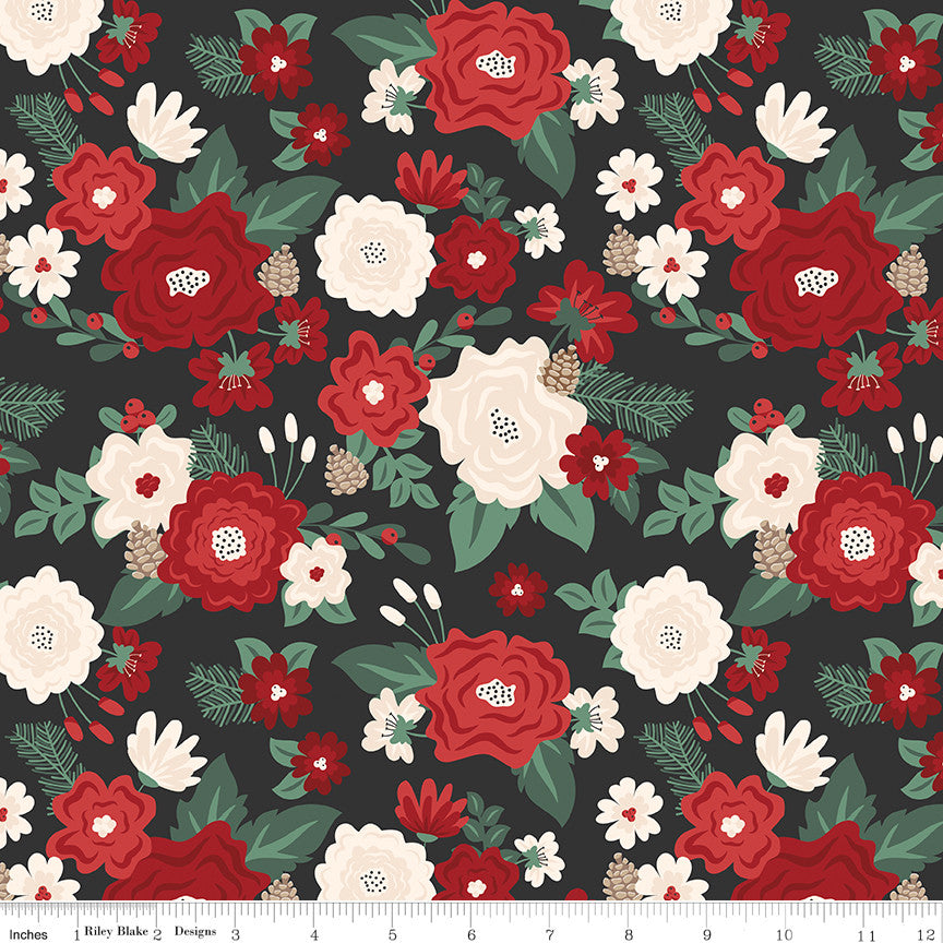 PRESALE Evergreen Wishes Main Black Yardage by Traci Reed for Riley Blake Designs | C17810-BLACK