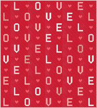 L-O-V-E Custom Quilt Kit with Love Blooms by Lella Boutique | Scarlet Red Background | Size 72 1/2" x 80 1/2"