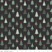 PRESALE Evergreen Wishes Trees Black Yardage by Traci Reed for Riley Blake Designs | C17811-BLACK