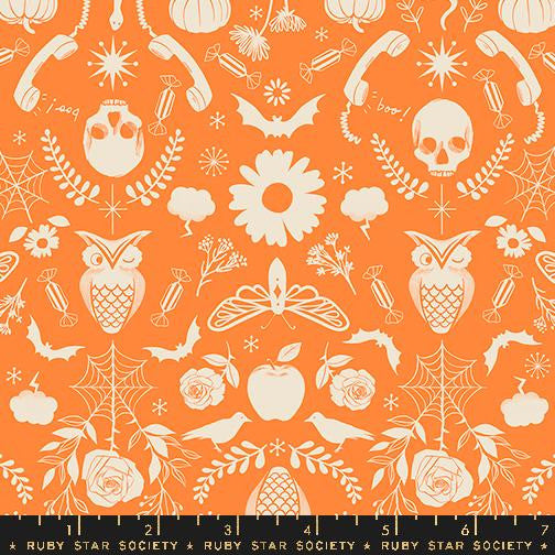 Good Spirits Creepy Damask Pumpkin Yardage by Ruby Star Society Halloween Fabric| RS5138 14 | Cut Options