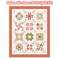 PRESALE Poinsettia Stars BOM Custom Quilt Kit With Poinsettia and Pear by Sherri & Chelsi | Quilt Size 59 1/2” x 74 1/2”