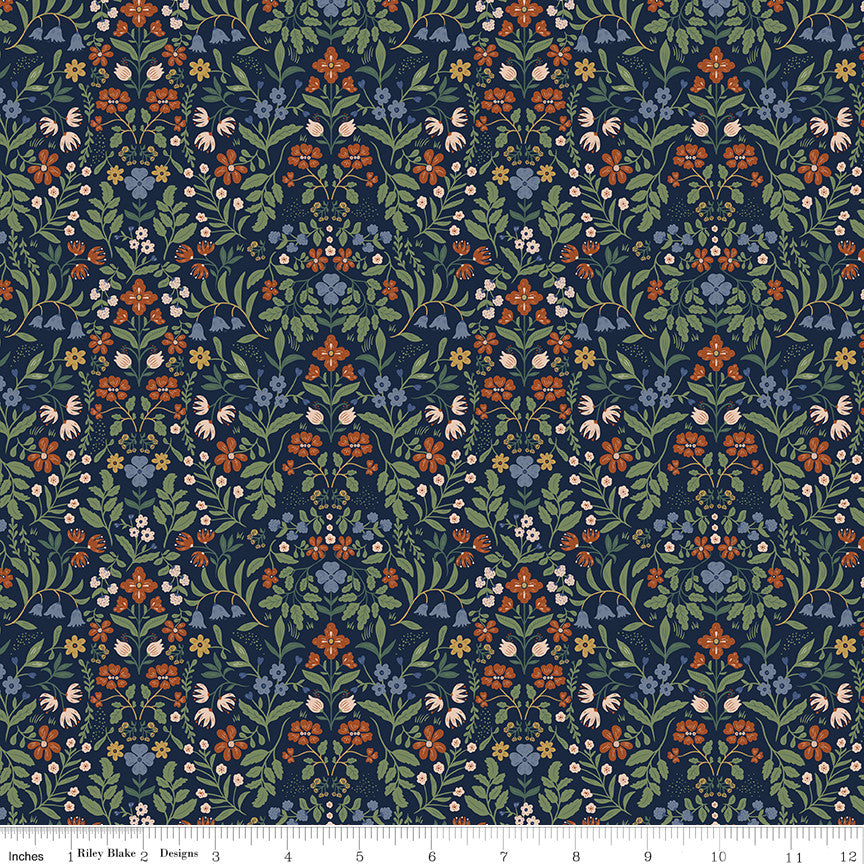 PRESALE Before the Bloom Iris Indigo Yardage Danelys Sidron for Riley Blake Designs | C18064-INDIGO