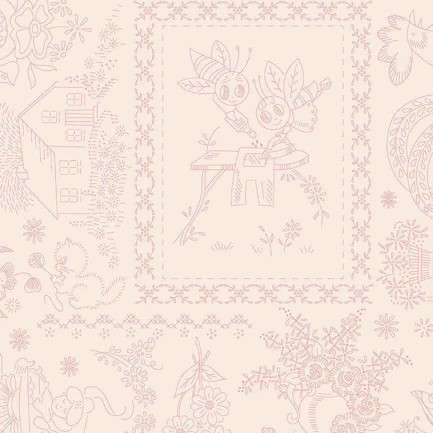 Wide Back Granny Chic Yardage by Lori Holt of Bee in My Bonnet | 108" Wide Backing | WB15578-CORAL
