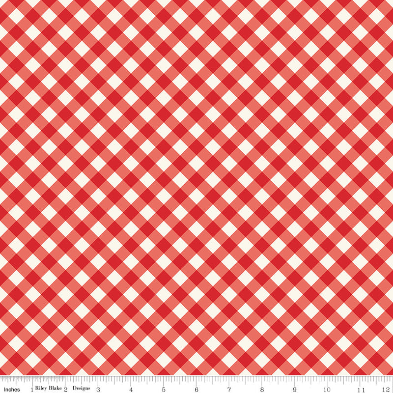 Freedom Garden Gingham Red Yardage by My Mind's Eye for Riley Blake Designs | C15624-RED