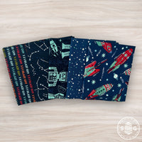 321 Blast Off Galaxy Custom Fat Quarter Bundle Galaxy Night Sky by Stacy Iest Hsu for Moda Fabrics | 5 Fat Quarters
