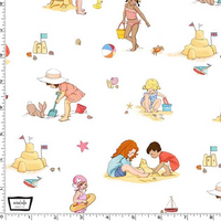 Sale! Sunshine and Sandcastles White Seaside Play Yardage by Belle and Boo for Michael Miller Fabrics |DC11083-WHIT-D | Remnant Pieces