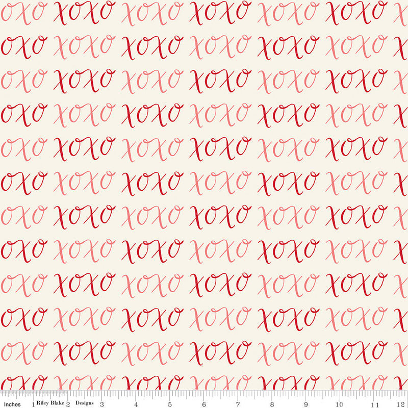Letters to Cupid XOXO Cream Yardage by My Mind's Eye for Riley Blake Designs | C16983-CREAM