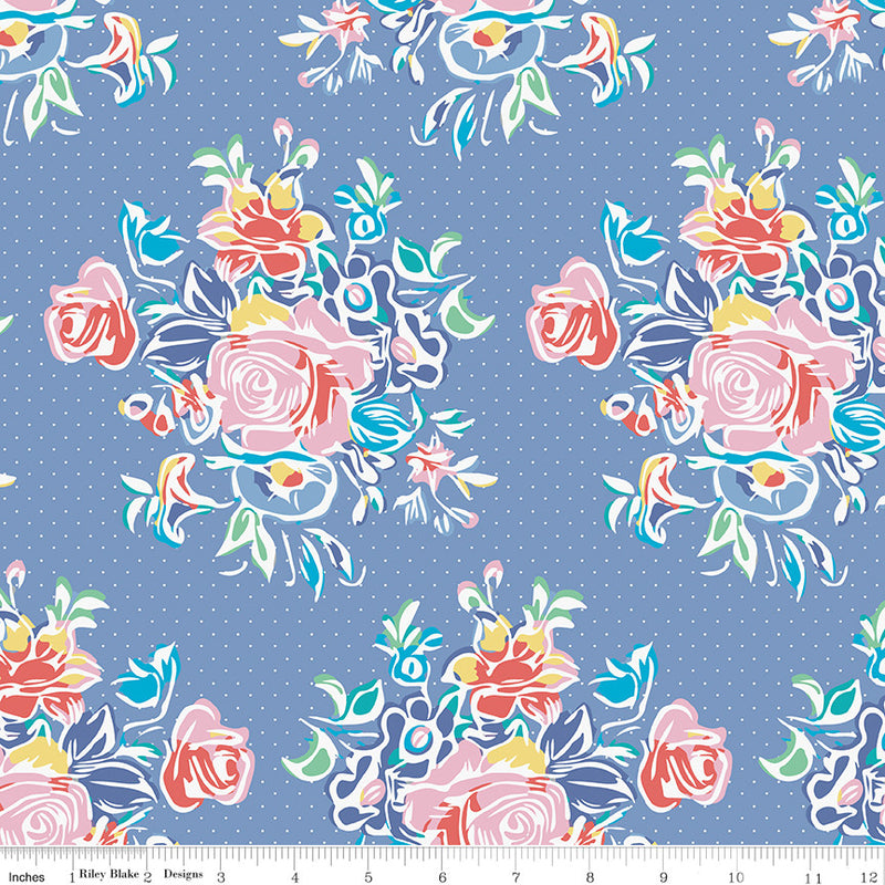 Always in Season Large Floral Blueberry Yardage by American Jane for Riley Blake Designs | C15100-BLUEBERRY