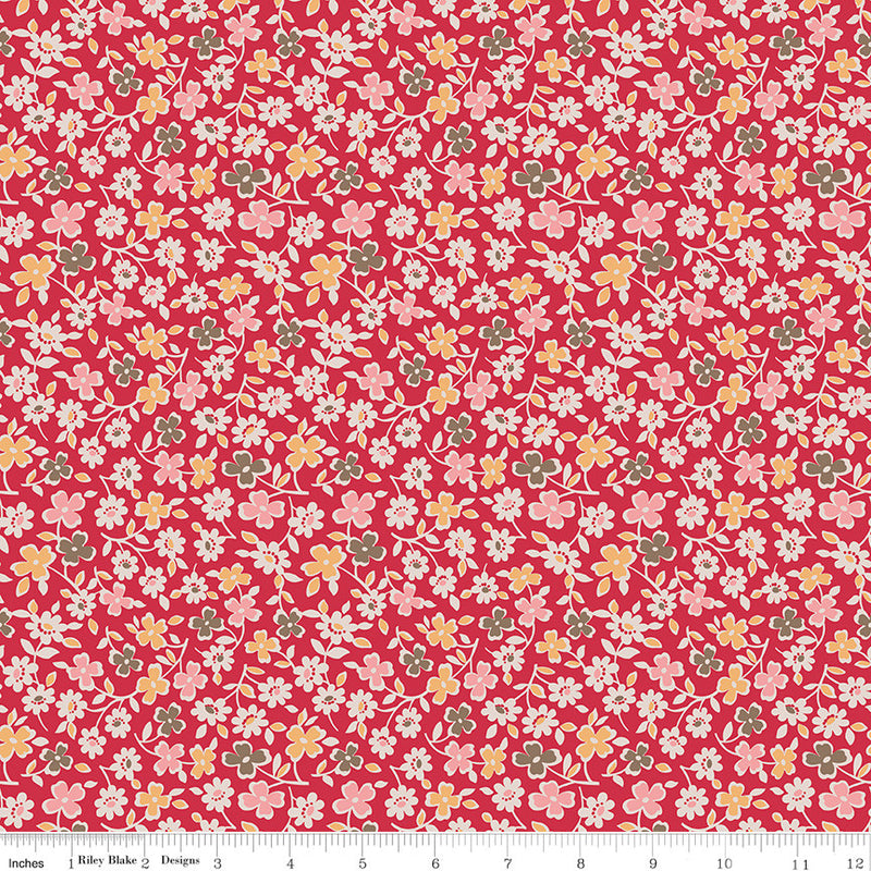 Autumn Riley Red Cosmos Yardage by Lori Holt for Riley Blake Designs | C14659 RILEYRED Cut Options Available