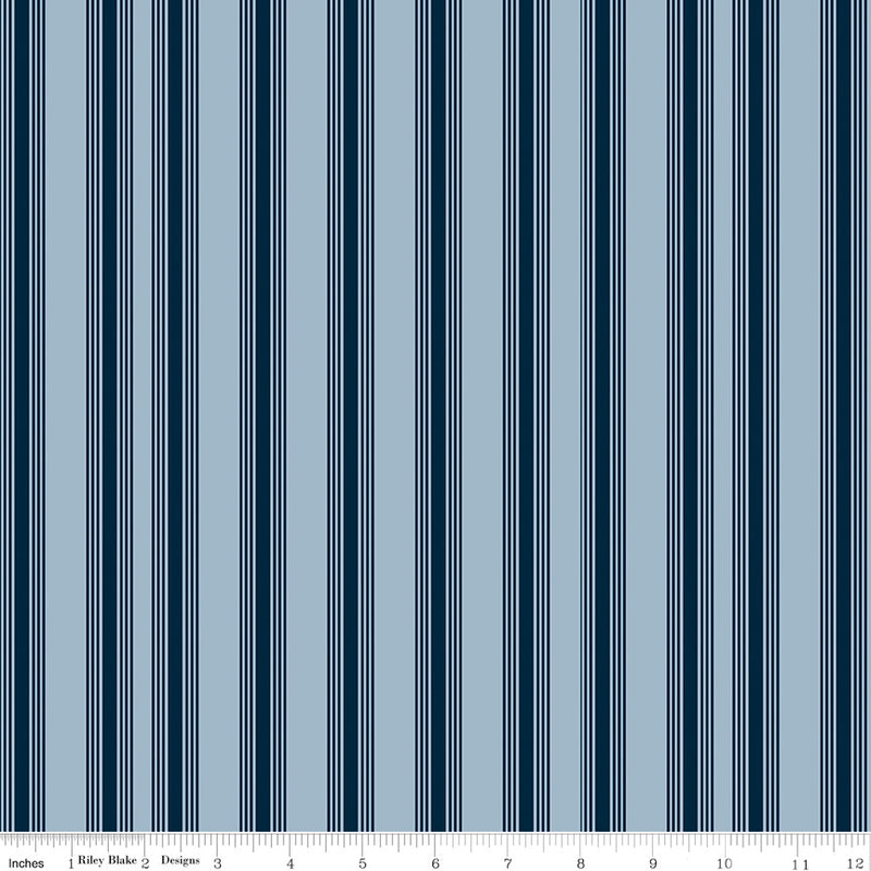 Freedom Garden Stripes Sky Yardage by My Mind's Eye for Riley Blake Designs | C15623-SKY