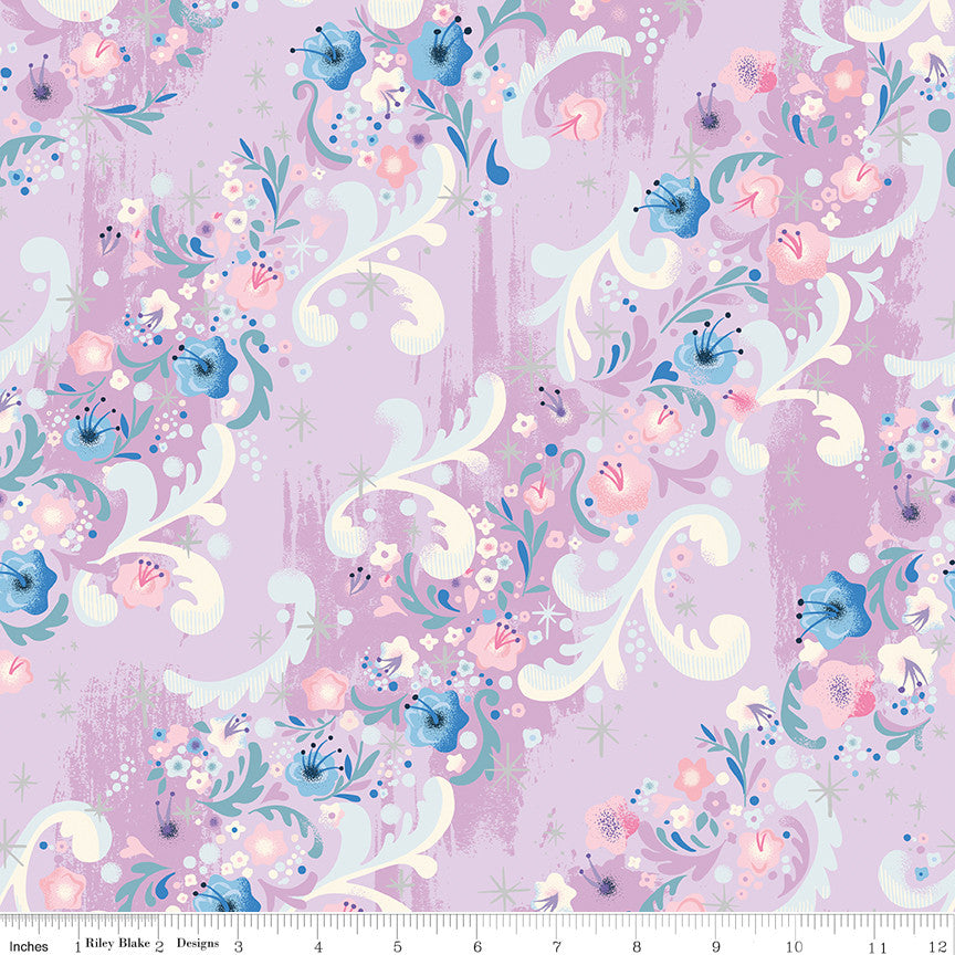 PRESALE Wishes Cindy's Flowers Vanity Sparkle Yardage by Jill Howarth for Riley Blake Designs | SC18074-VANITY