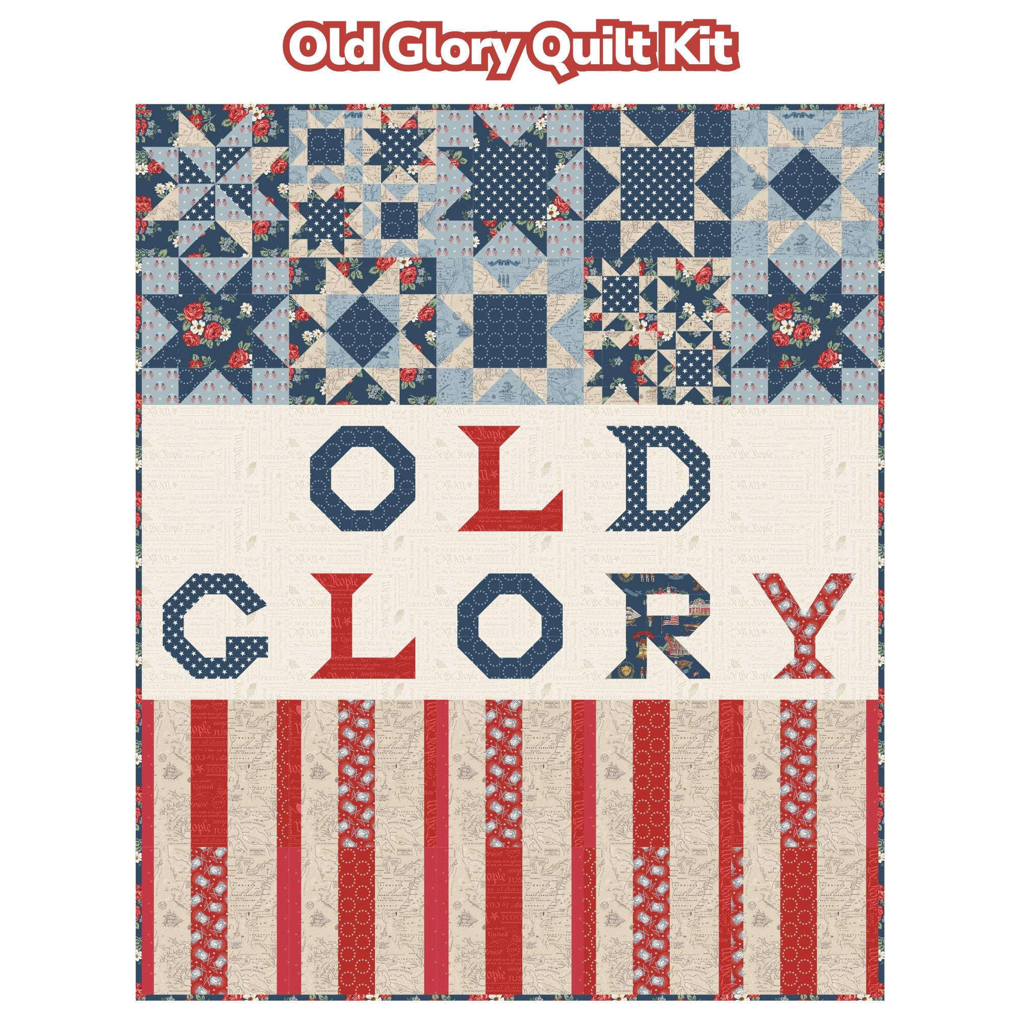 PRESALE Old Glory Quilt Kit With Independence by the RBD Designers for Riley Blake Designs | Quilt Size 60" x 72"