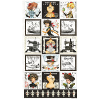 PRESALE She Who Sews–The Maker Medium Patch Panel by J. Wecker Frisch for Riley Blake Designs | Panel size 24" x 54" | PD18523-PANEL