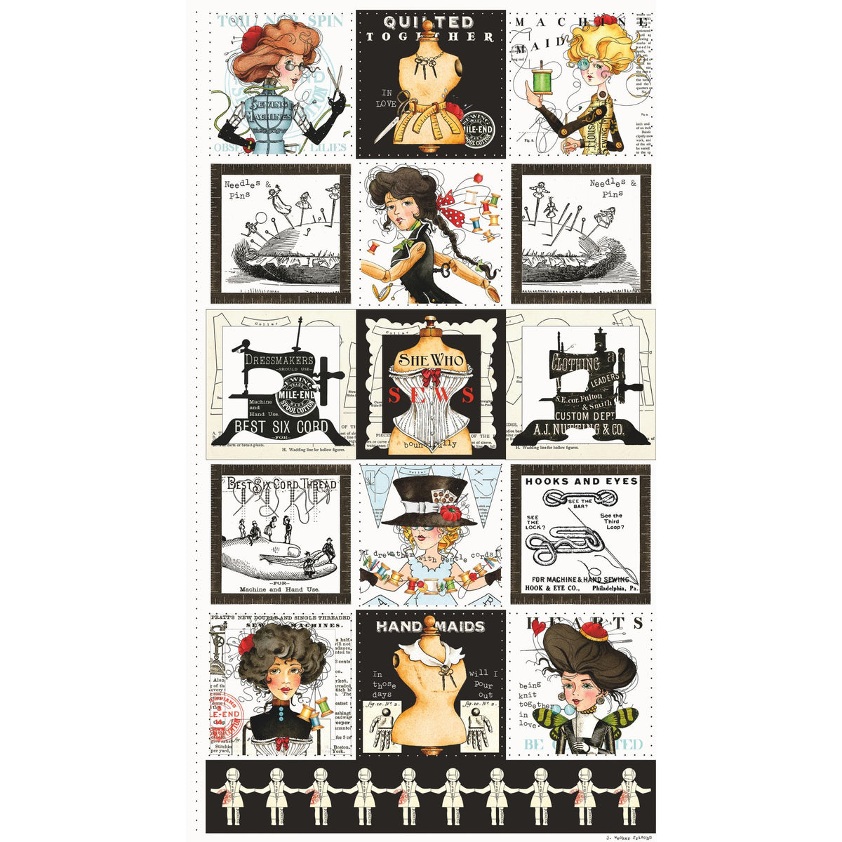 PRESALE She Who Sews–The Maker Medium Patch Panel by J. Wecker Frisch for Riley Blake Designs | Panel size 24" x 54" | PD18523-PANEL