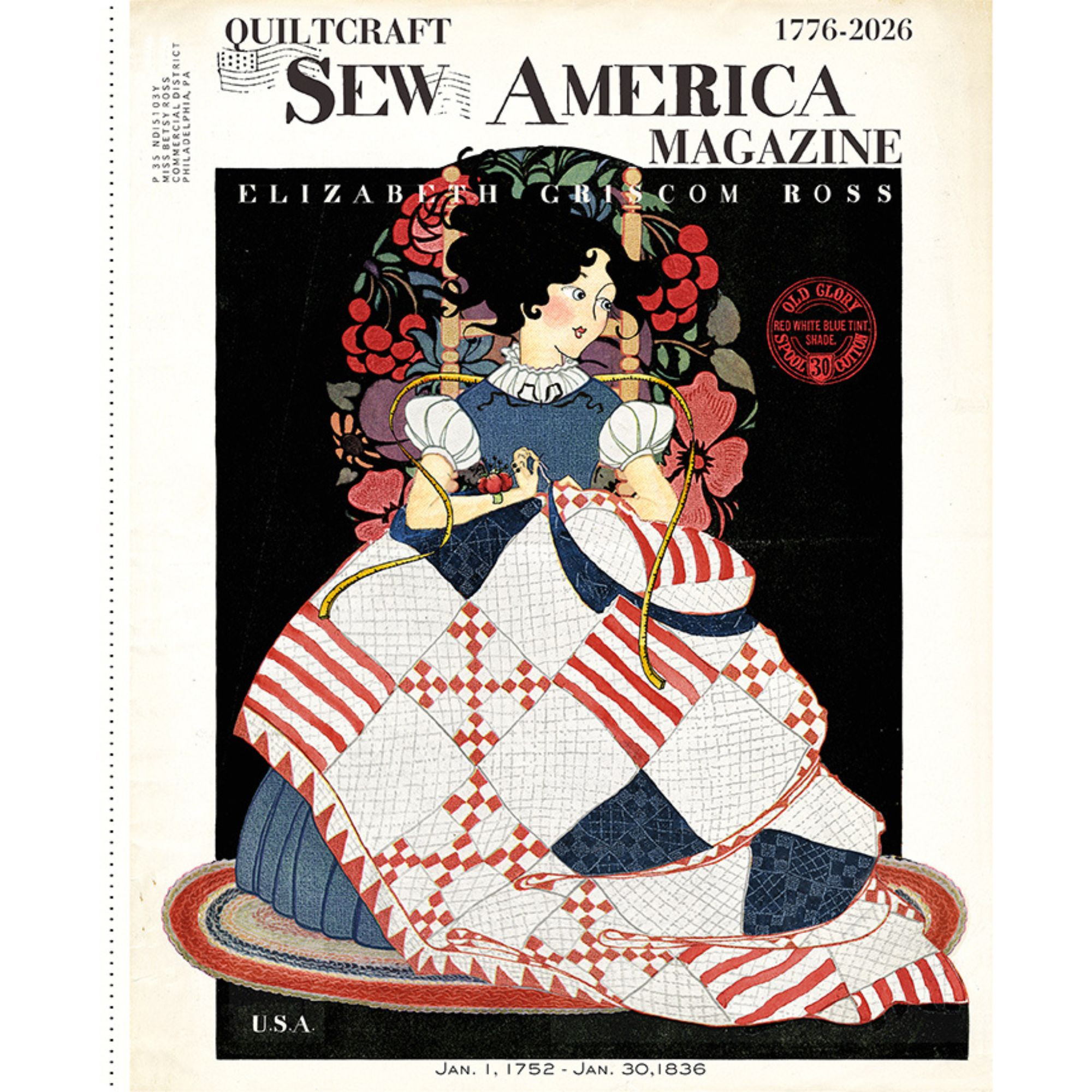 PRESALE Sew America Betsy Ross Main Panel by J. Wecker Frisch for Riley Blake Designs | Panel Size 35 1/2" x 43 1/2" | PD17340-PANEL