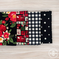 Charming Christmas Custom Fat Quarter Bundle Black by Kelsey Carlson for Riley Blake Designs | 4 Precut Fat Quarters