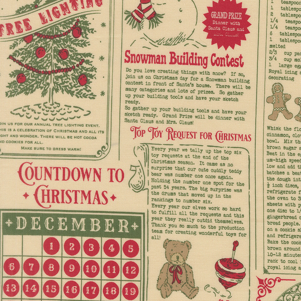 Holiday Cheer North Pole News Natural Yardage by Stacy Iest Hsu for Moda Fabrics | 20970 11