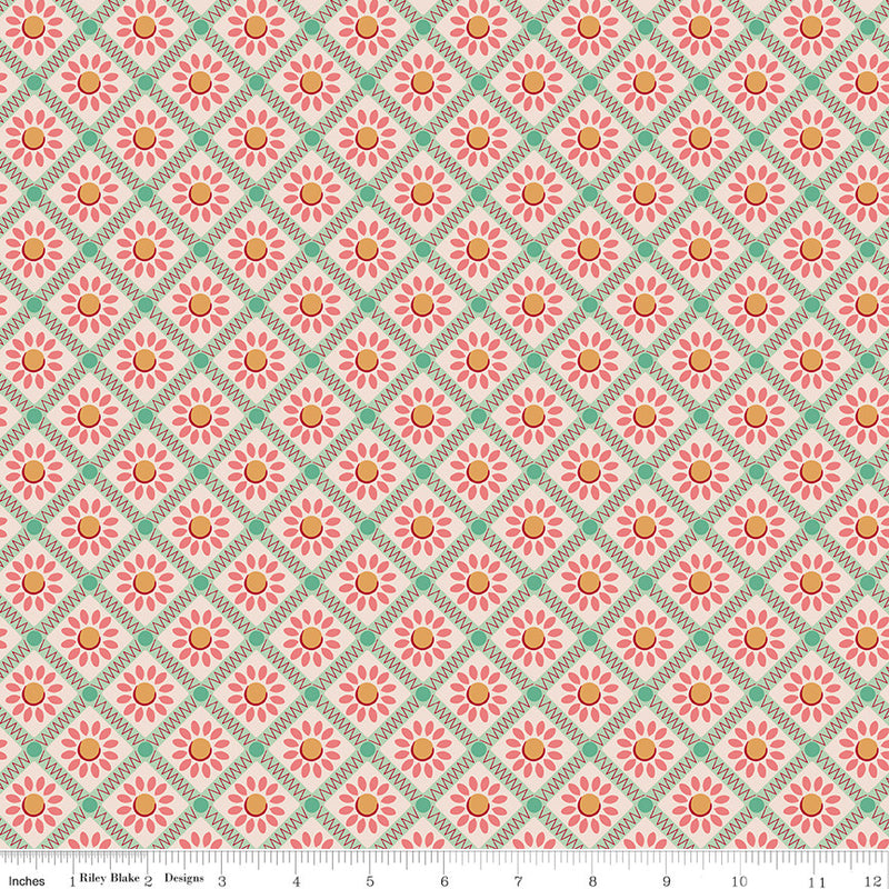 PRESALE Wide Back Farmers Daughter Sunflower Sage Yardage by Lori Holt of Bee in My Bonnet | 108" Wide Backing | WB17197-SAGE
